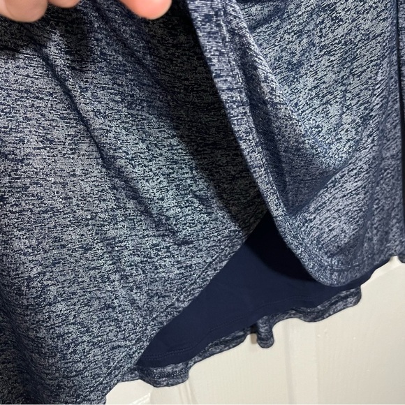 NWT WHITE HOUSE BLACK MARKET Heather Blue Navy Long Sleeve Cowl Neck Top | small - Picture 4 of 8